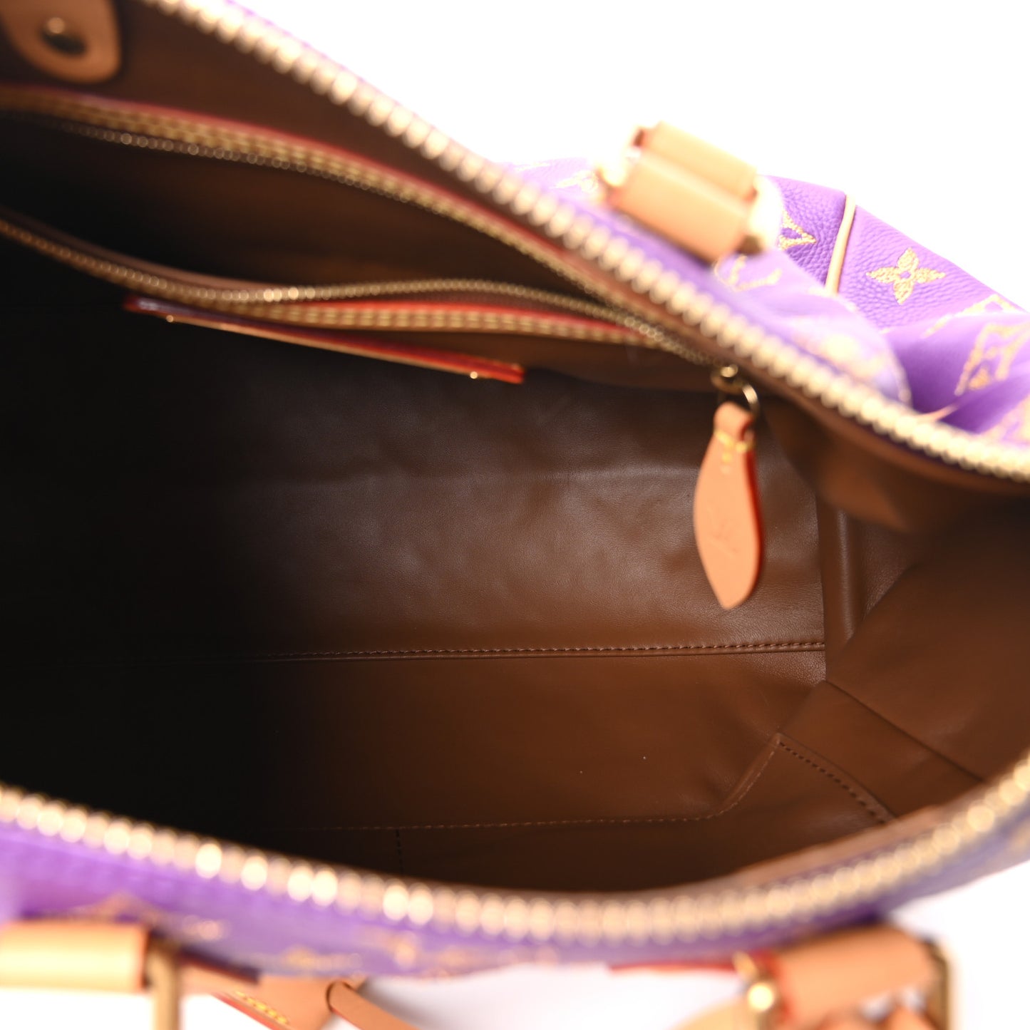 Calfskin Embroidered Monogram Speedy P9 Bandouliere 30 Golden Lotus Purple