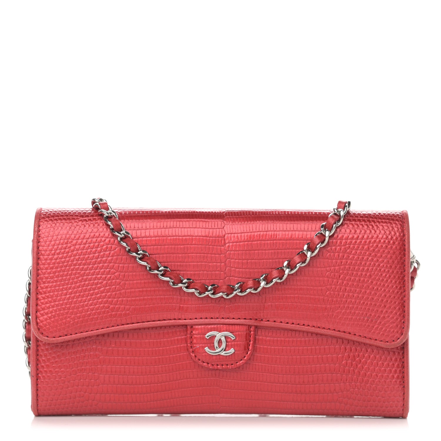 Chanel Lizard Wallet On Chain WOC Red 1 of 13