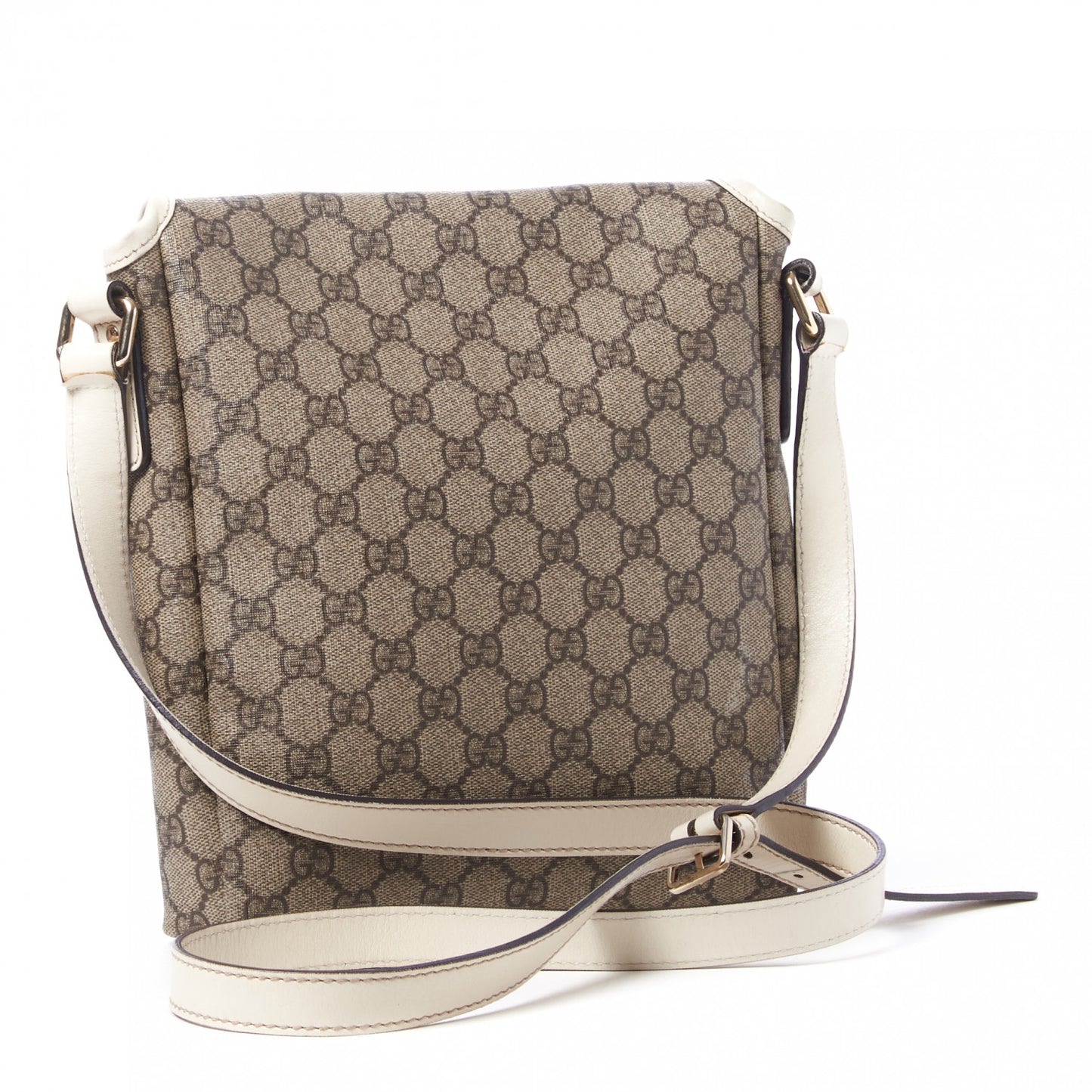 GG Plus Monogram Small Flap Messenger Bag Beige Off White