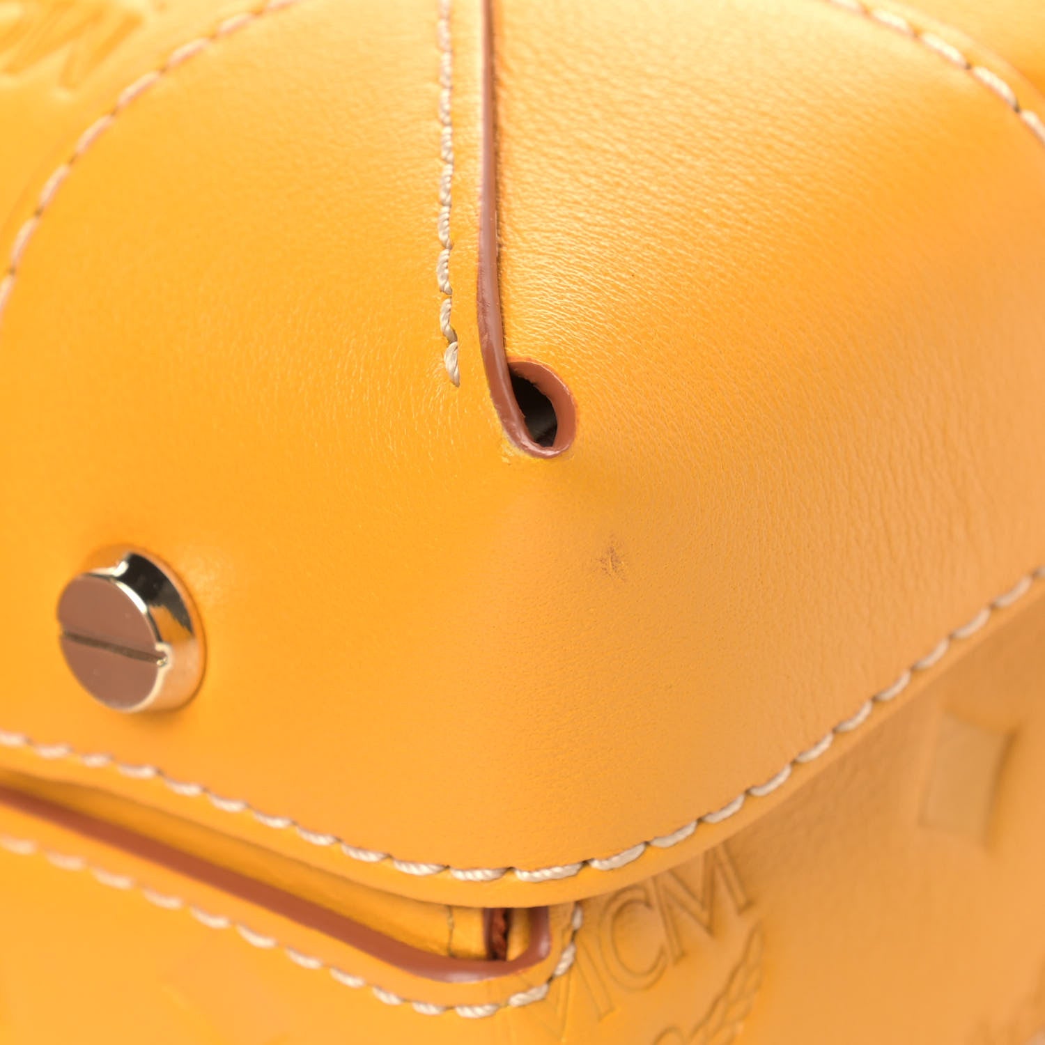 MCM Calfskin Ottomar Monogram Soft Berlin Crossbody Golden Mango 9 of 10