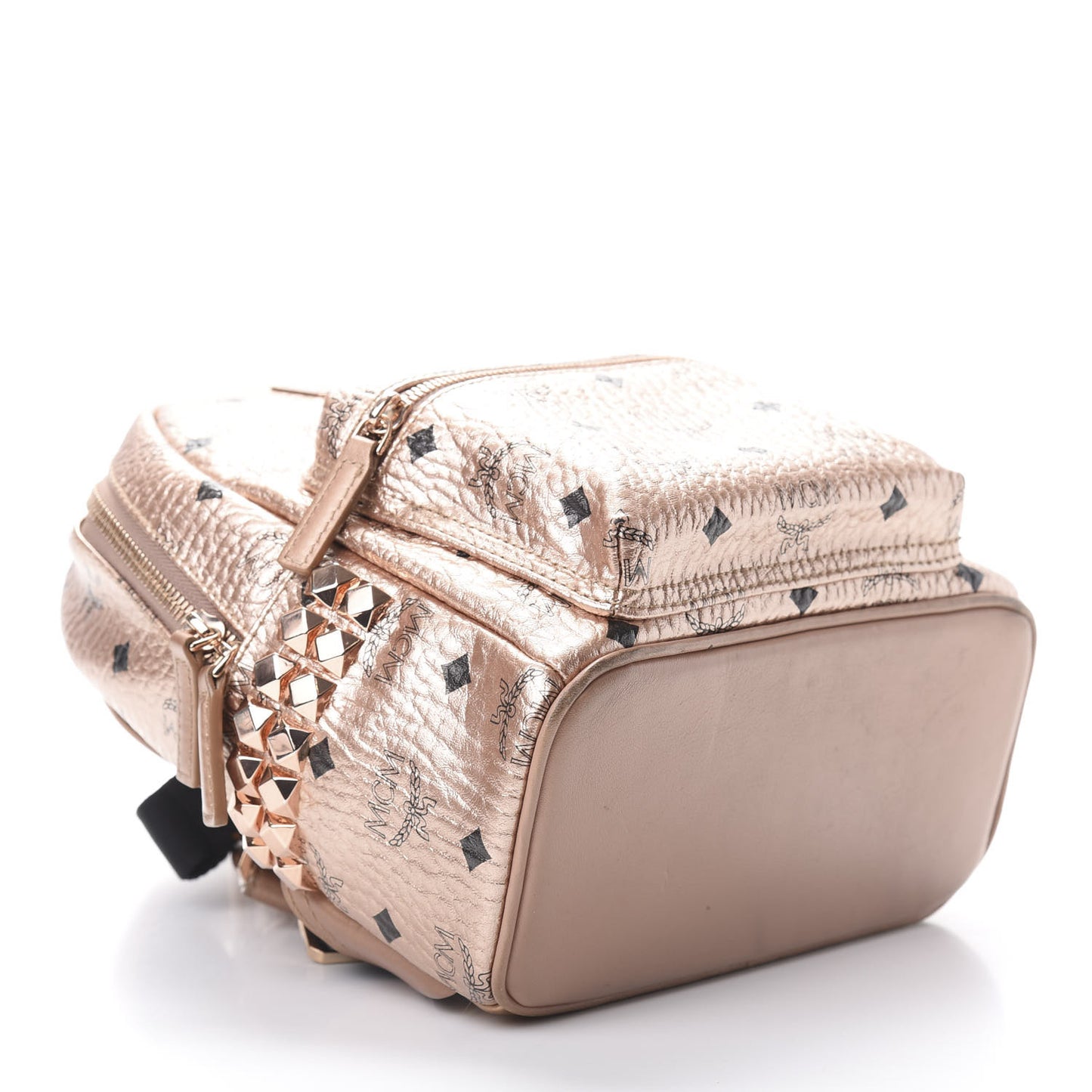 Metallic Visetos Side Stud Mini Stark Backpack Champagne Gold