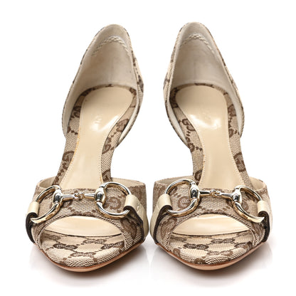 Gucci Monogram Niagara Lux Horsebit Sandals 5.5 Beige Ebony Gesso 2 of 8