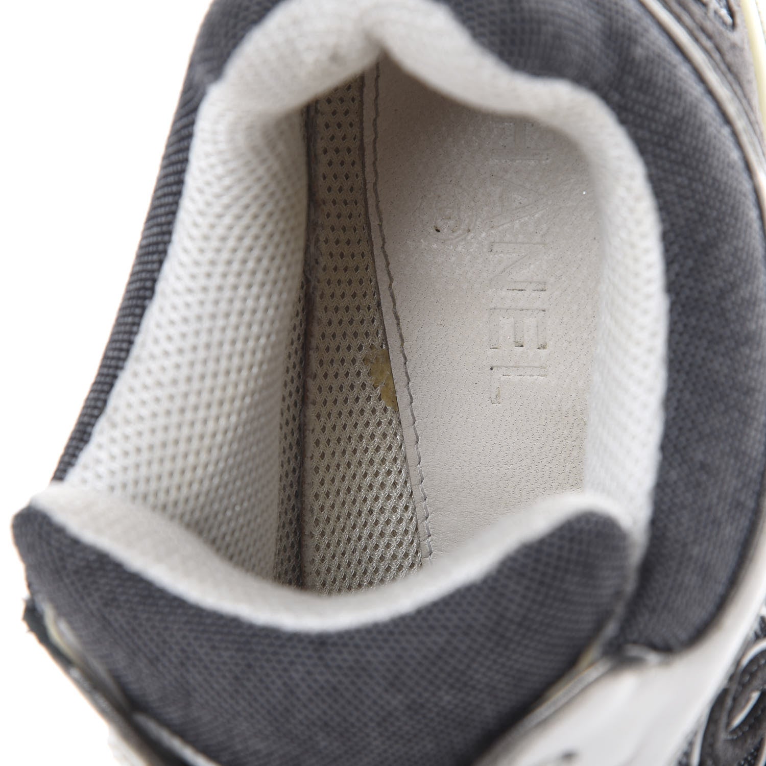 Chanel Denim Suede Calfskin CC Sneakers 40.5 Grey 10 of 15