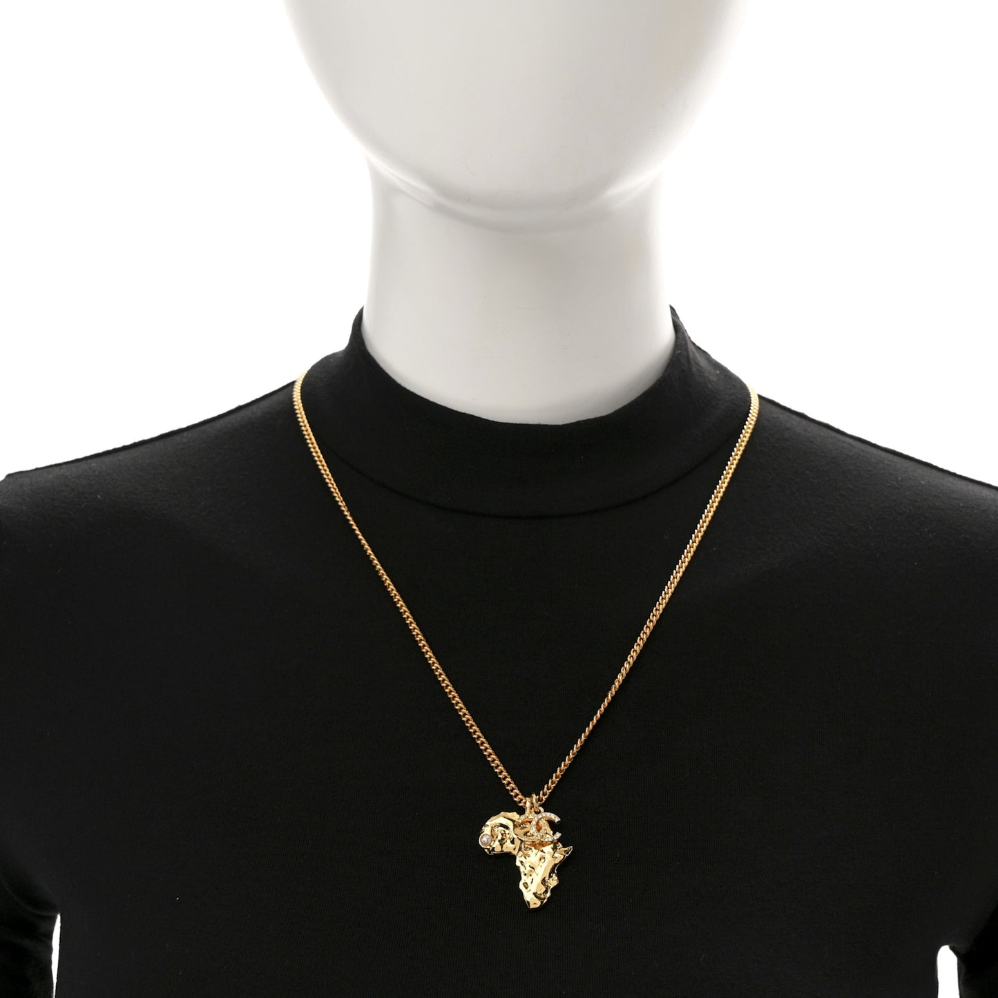 Crystal Pearl CC Africa Pendant Necklace Gold White