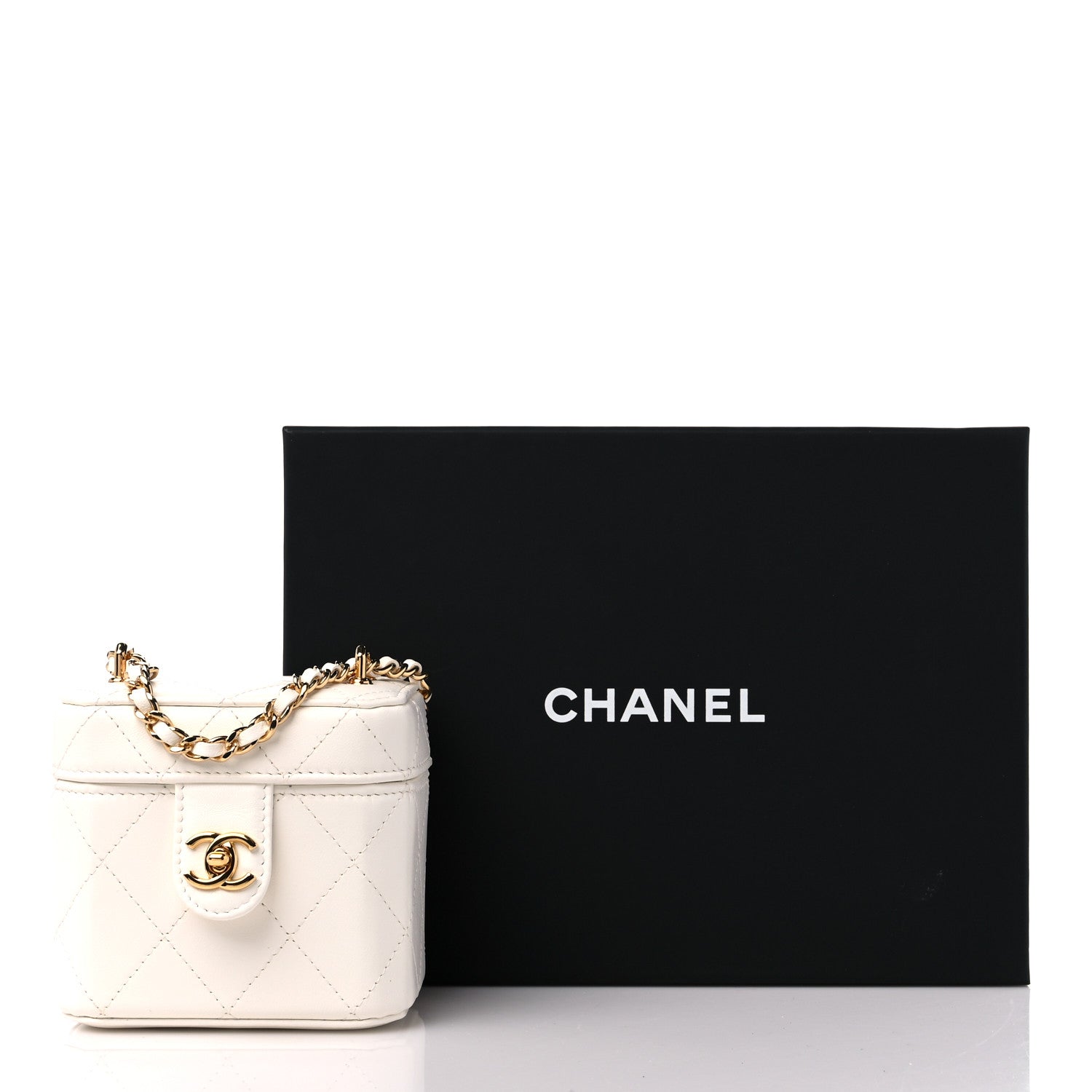 Chanel Lambskin Quilted Vanity Clutch With Chain White 12 of 12