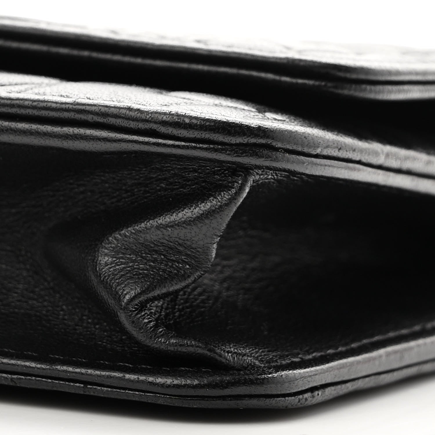 Chanel Lambskin Camellia Embossed Wallet on Chain WOC Black 11 of 12