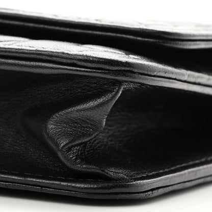 Chanel Lambskin Camellia Embossed Wallet on Chain WOC Black 11 of 12