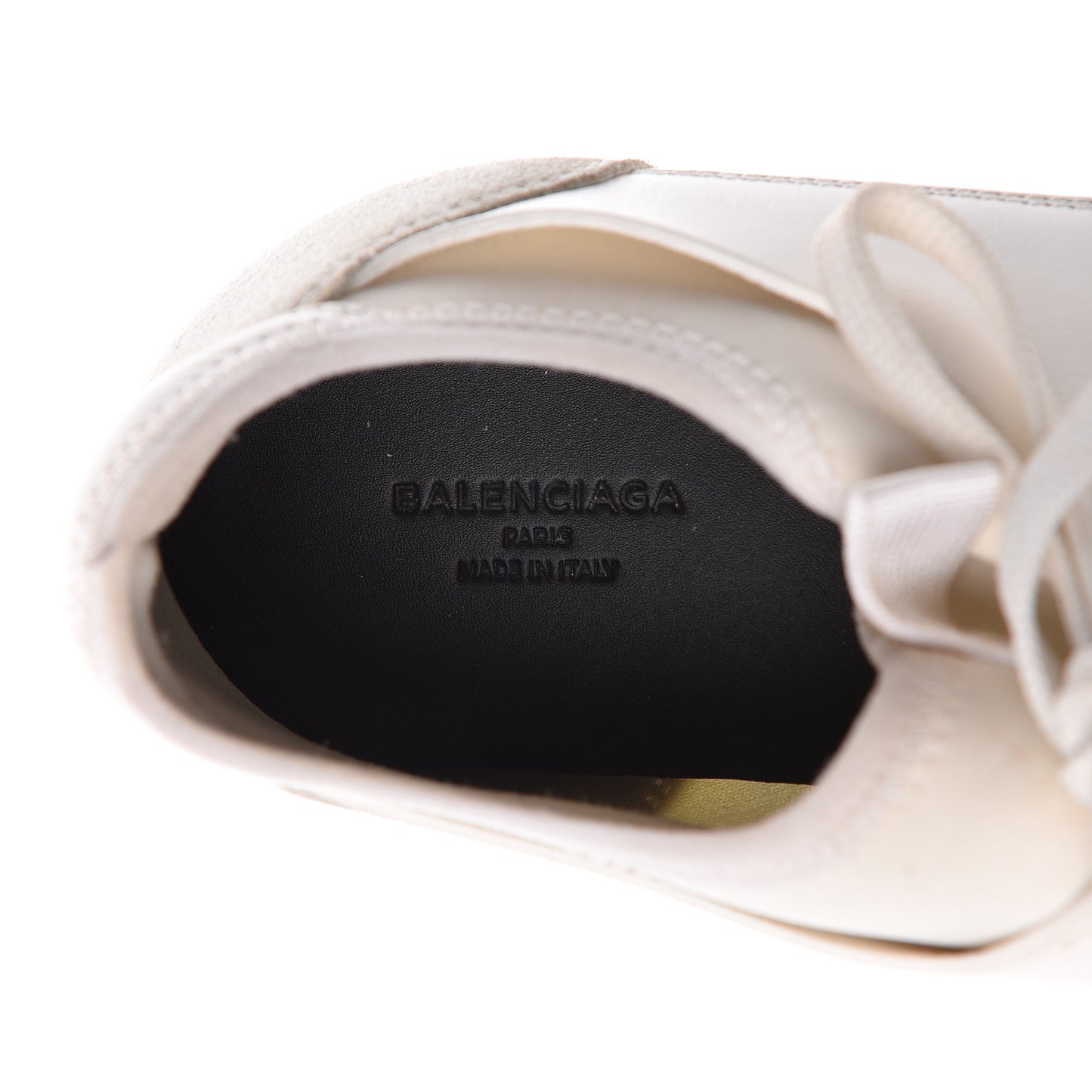 Calfskin Neoprene Mesh Suede Womens Race Runner Sneakers 40 White Black