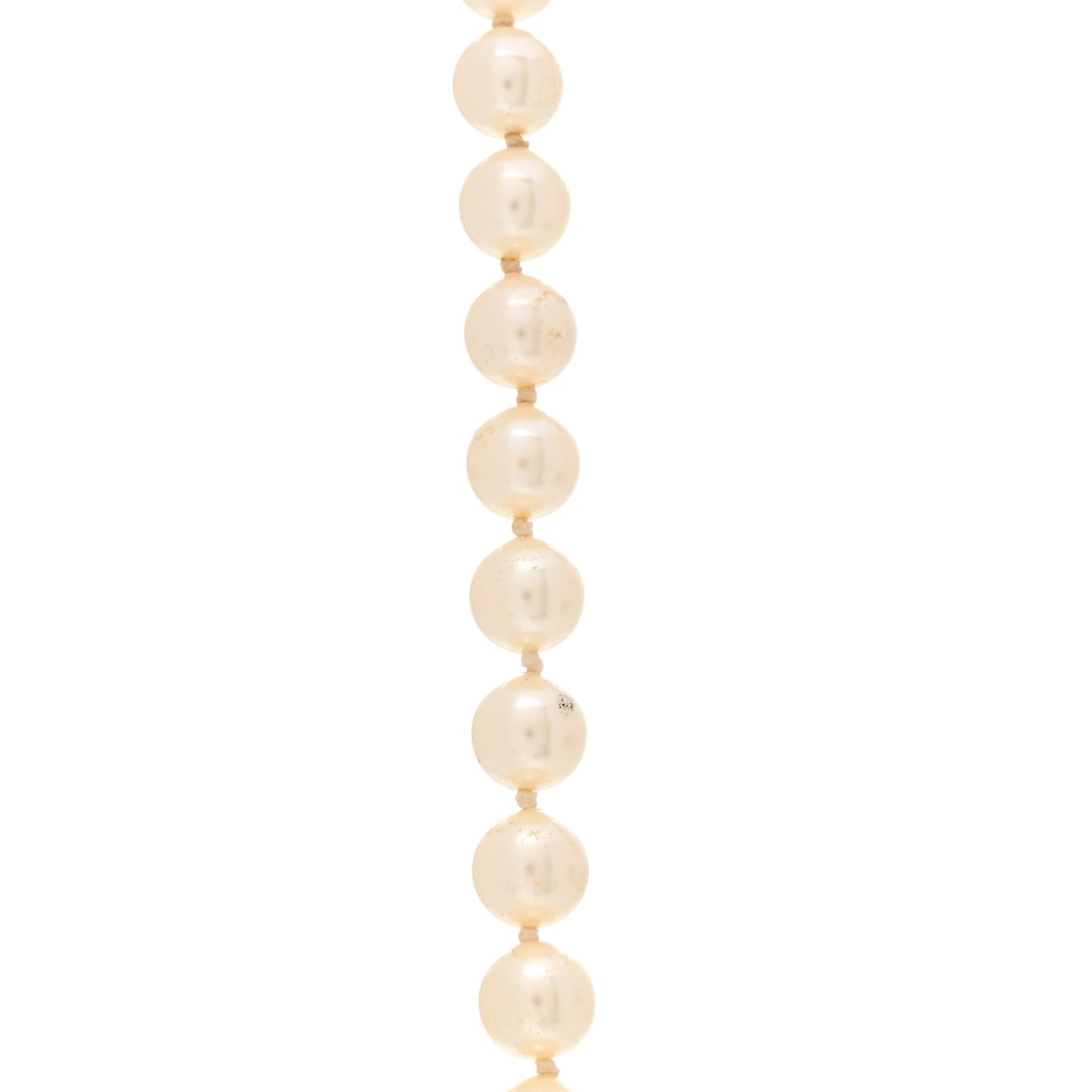 Crystal Pearl CC Long Necklace Silver
