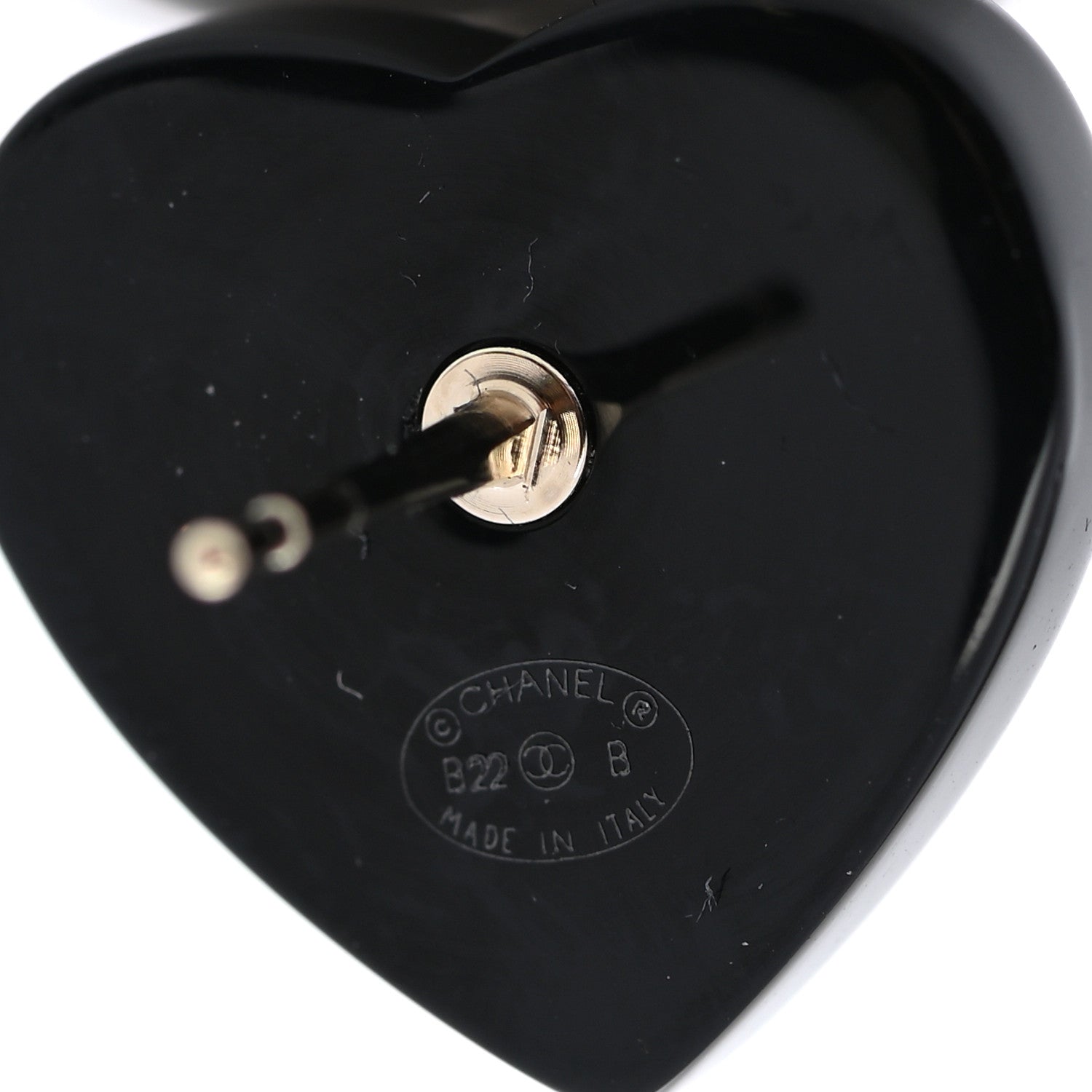 Chanel Resin Crystal CC Heart Earrings Black Gold 4 of 5