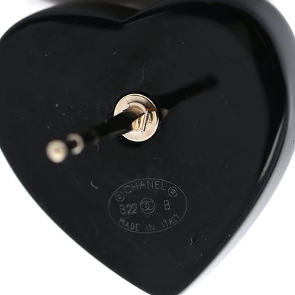 Chanel Resin Crystal CC Heart Earrings Black Gold 4 of 5
