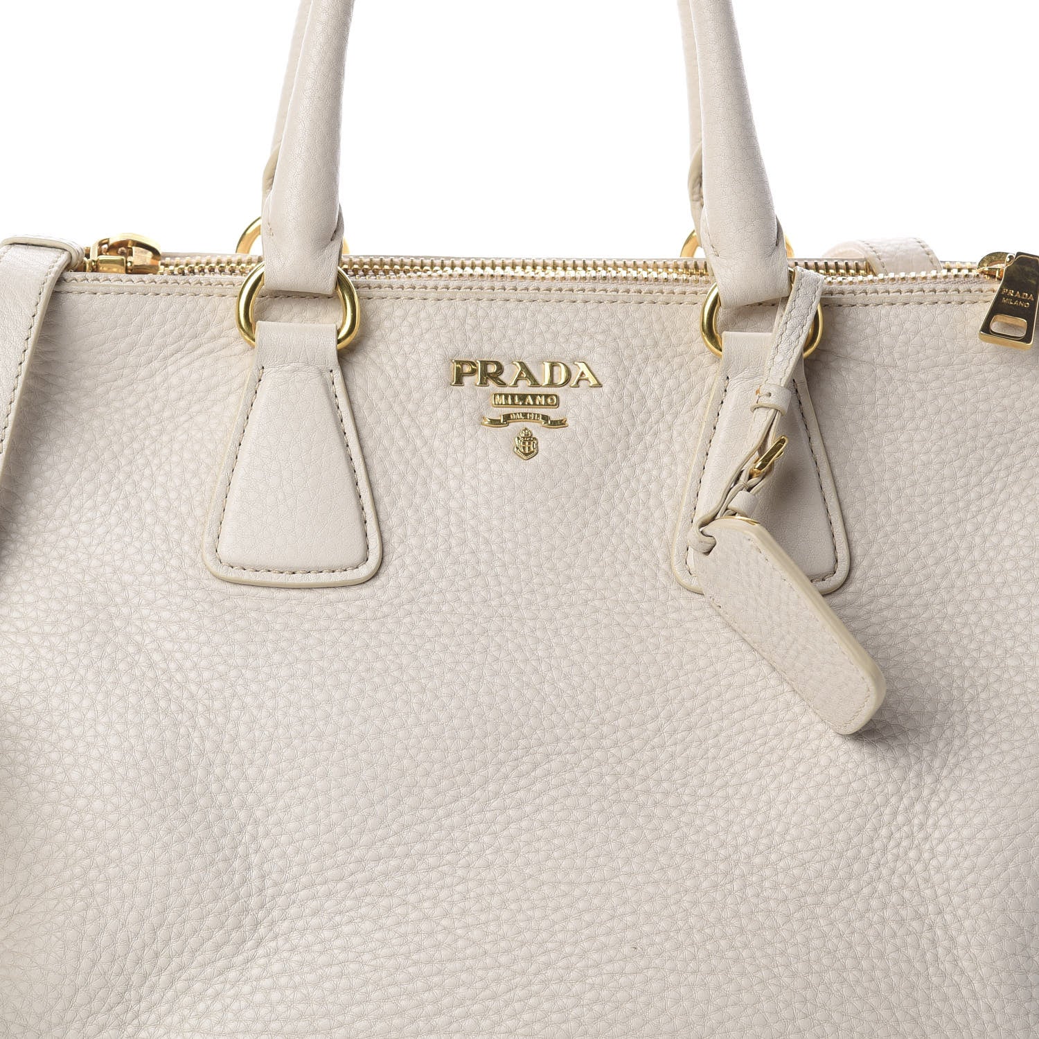 Prada Vitello Daino Large Double Zip Tote Talco 8 of 8