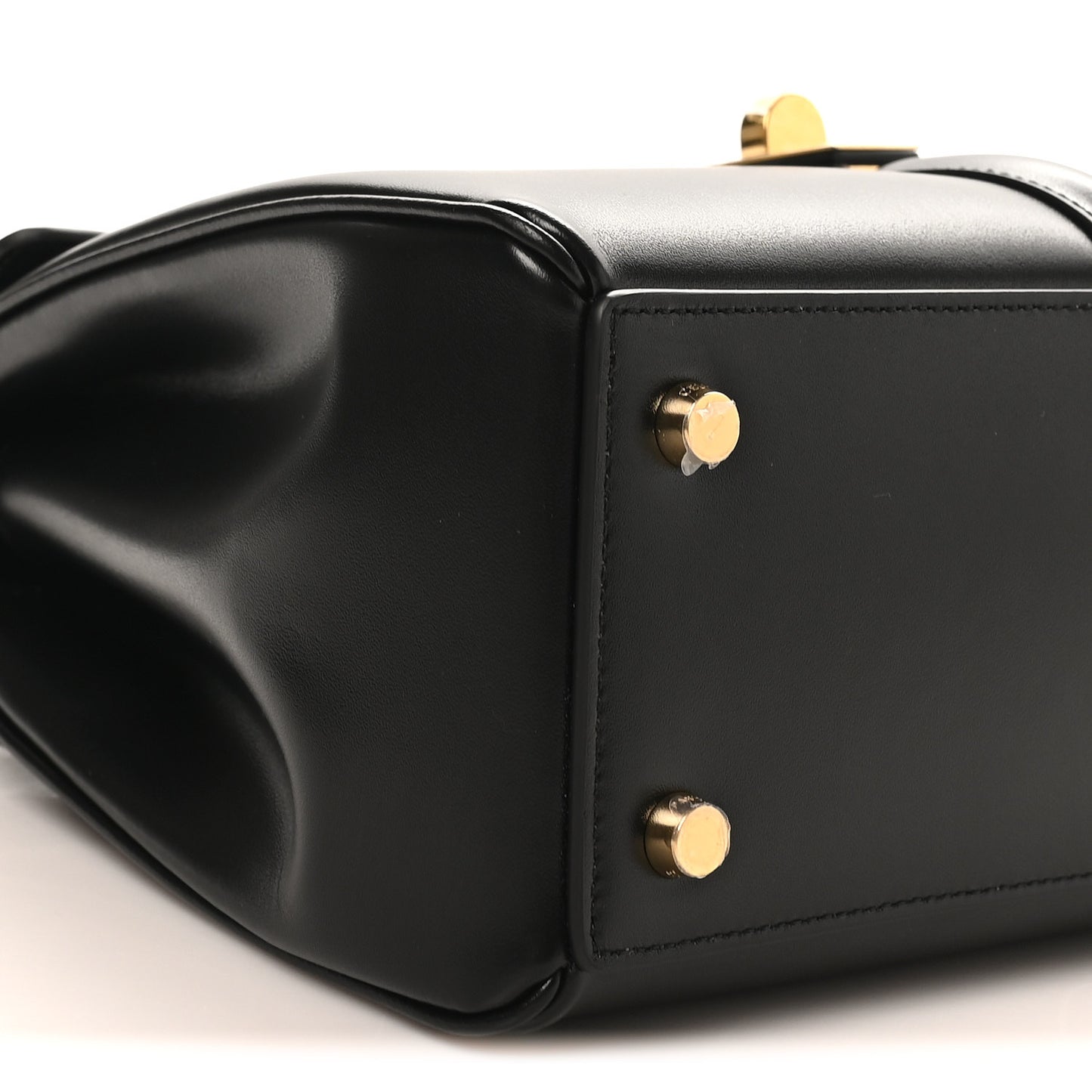 Satinated Calfskin Small 16 Top Handle Bag Black