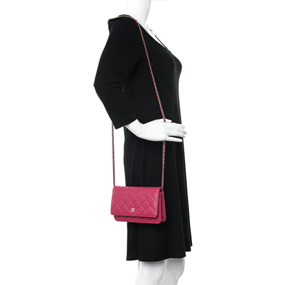 Chanel Caviar Quilted Wallet on Chain WOC Fuchsia 2 of 11