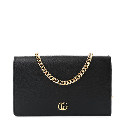 Gucci Calfskin Mini GG Marmont Chain Wallet Black 1 of 11