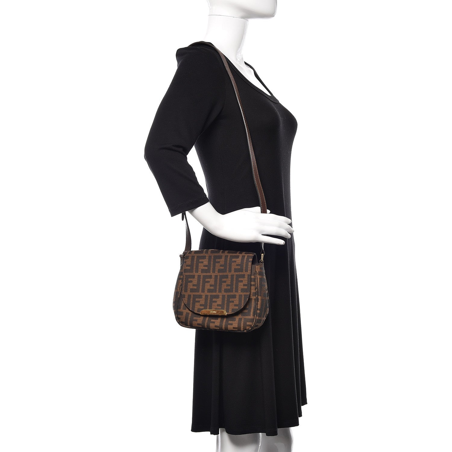 Fendi Zucca Vitello Artic Mini Messenger Bag Tobacco Castagna 2 of 10