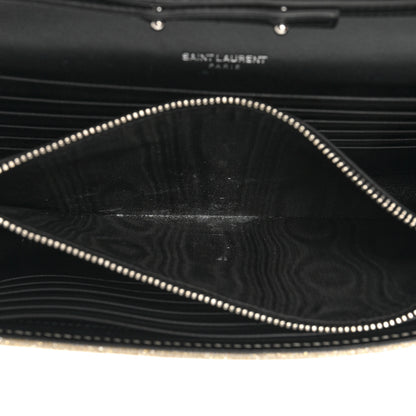 Saint Laurent Metallic Sparkle Fabric Monogram Chain Wallet Platino 6 of 13