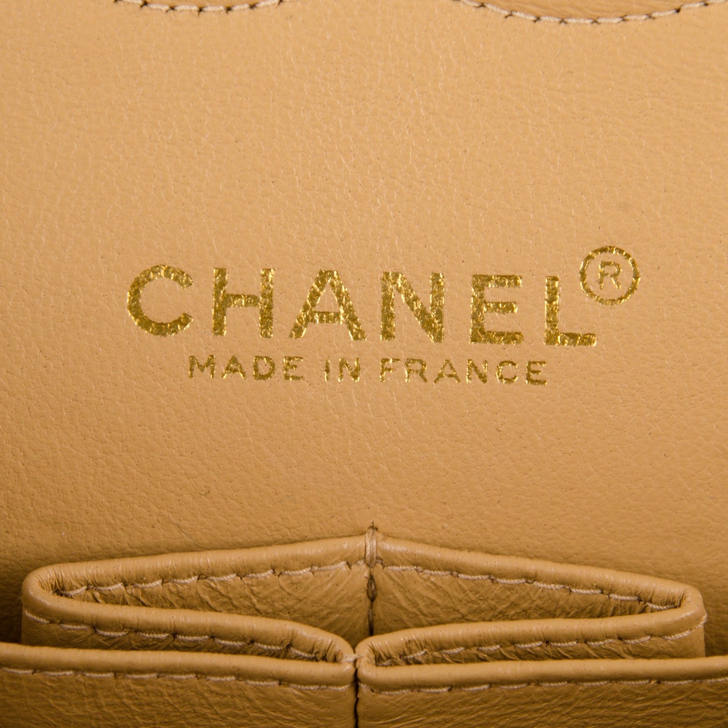 Caviar Quilted Medium Double Flap Beige