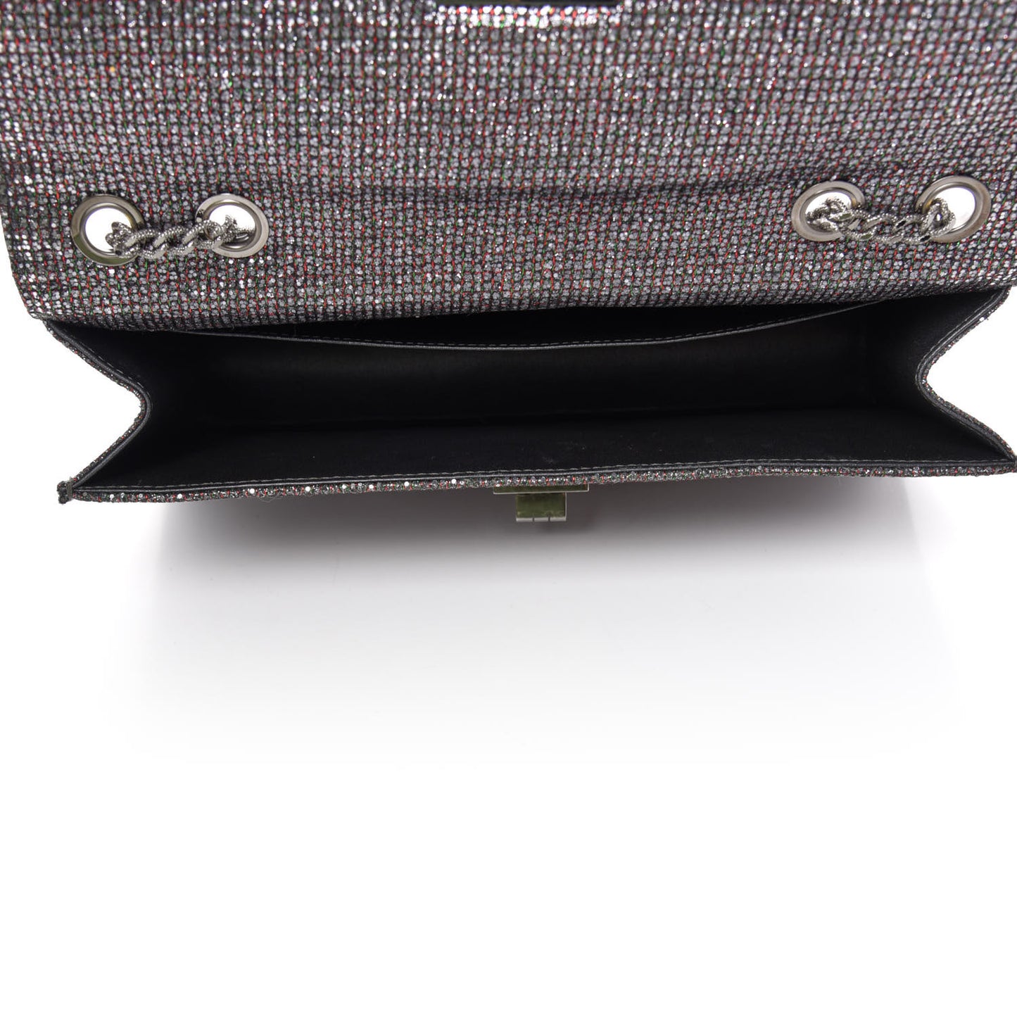 Crystal Quilted Mademoiselle Reissue 2.55 Flap Dark Silver