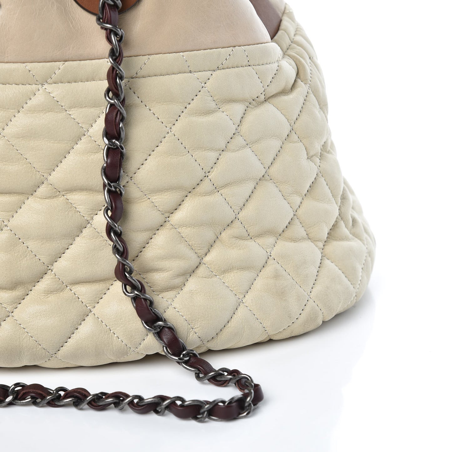 Iridescent Calfskin Large In the Mix Tote Beige Brown