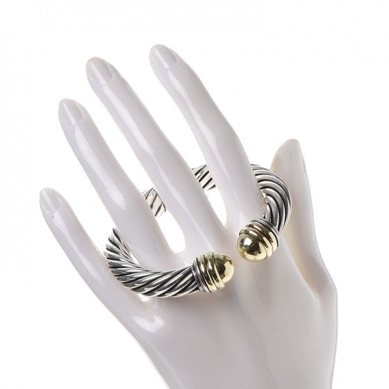 Sterling Silver 14K Yellow Gold 10mm Cable Classics Bracelet