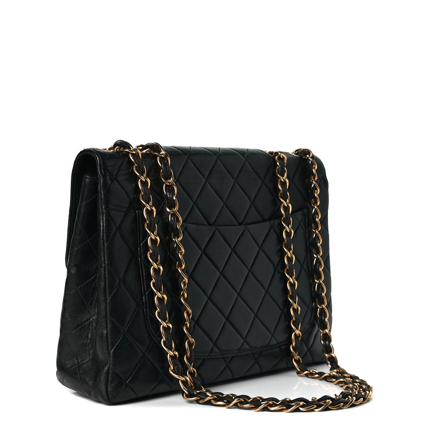 Lambskin Quilted Jumbo Single Flap Black