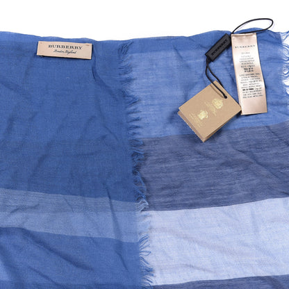 Burberry Modal Silk Cashmere Sheer Mega Check Scarf Indigo Blue 3 of 4