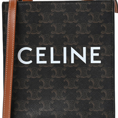 Celine Triomphe Canvas Calfskin Mini Vertical Cabas Tan 7 of 9