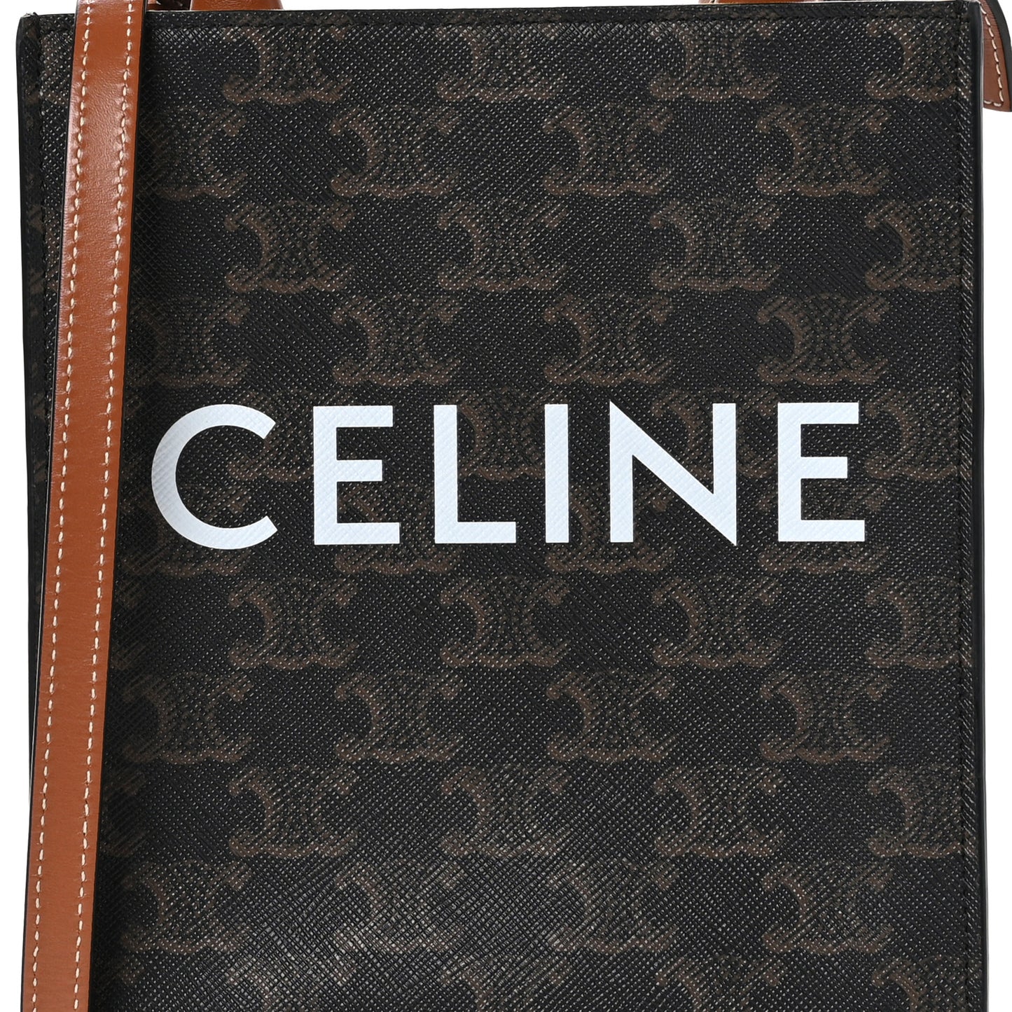 Triomphe Canvas Calfskin Mini Vertical Cabas Tan