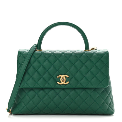 Chanel Caviar Quilted Medium Coco Handle Flap Green 1 of 8