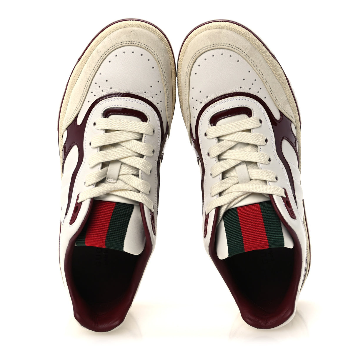Gucci Calfskin Suede Womens Re-Web Sneakers 39.5 White Red 2 of 12