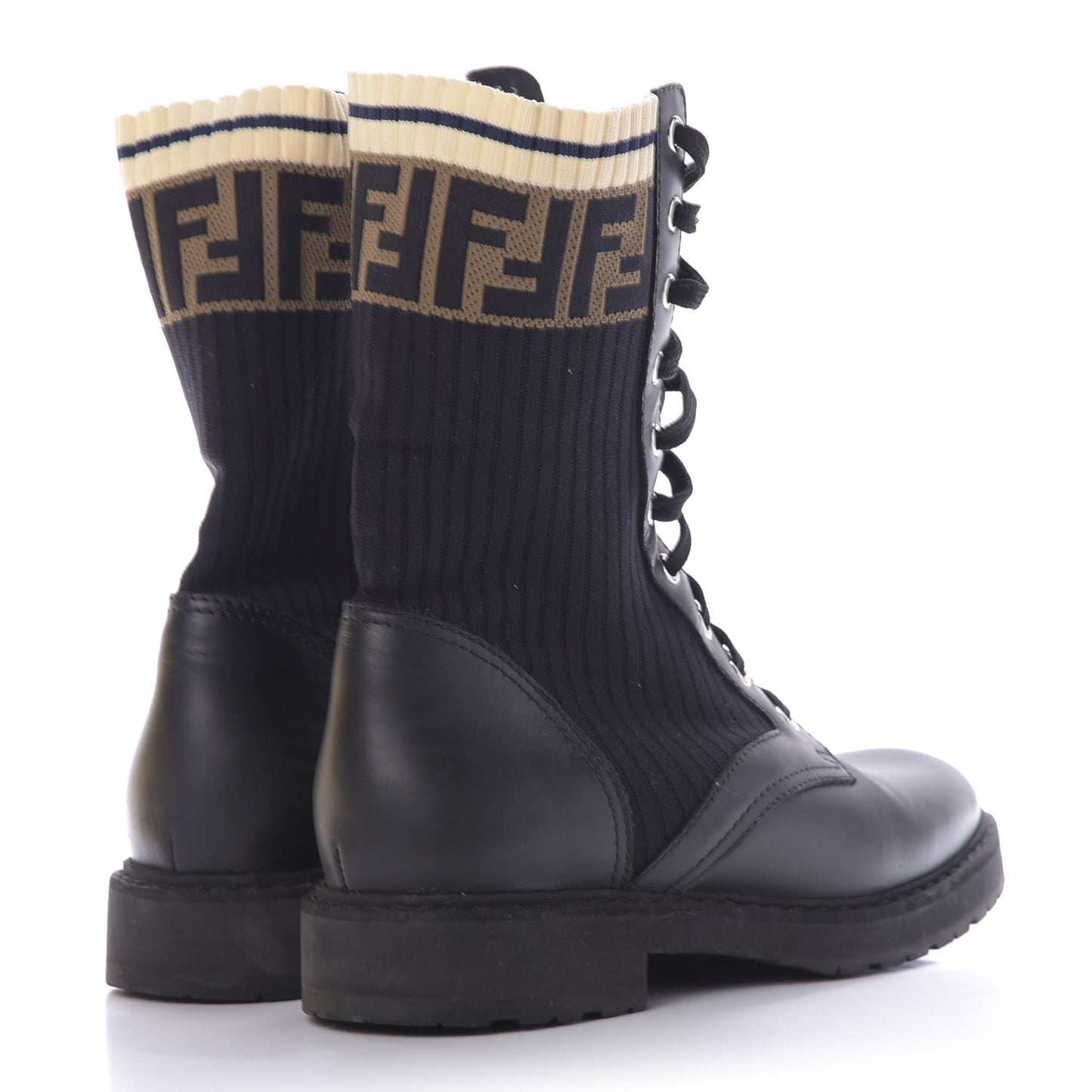 Calfskin Stretch Fabric Rockoko Biker Boots 39 Tobacco Black Marino