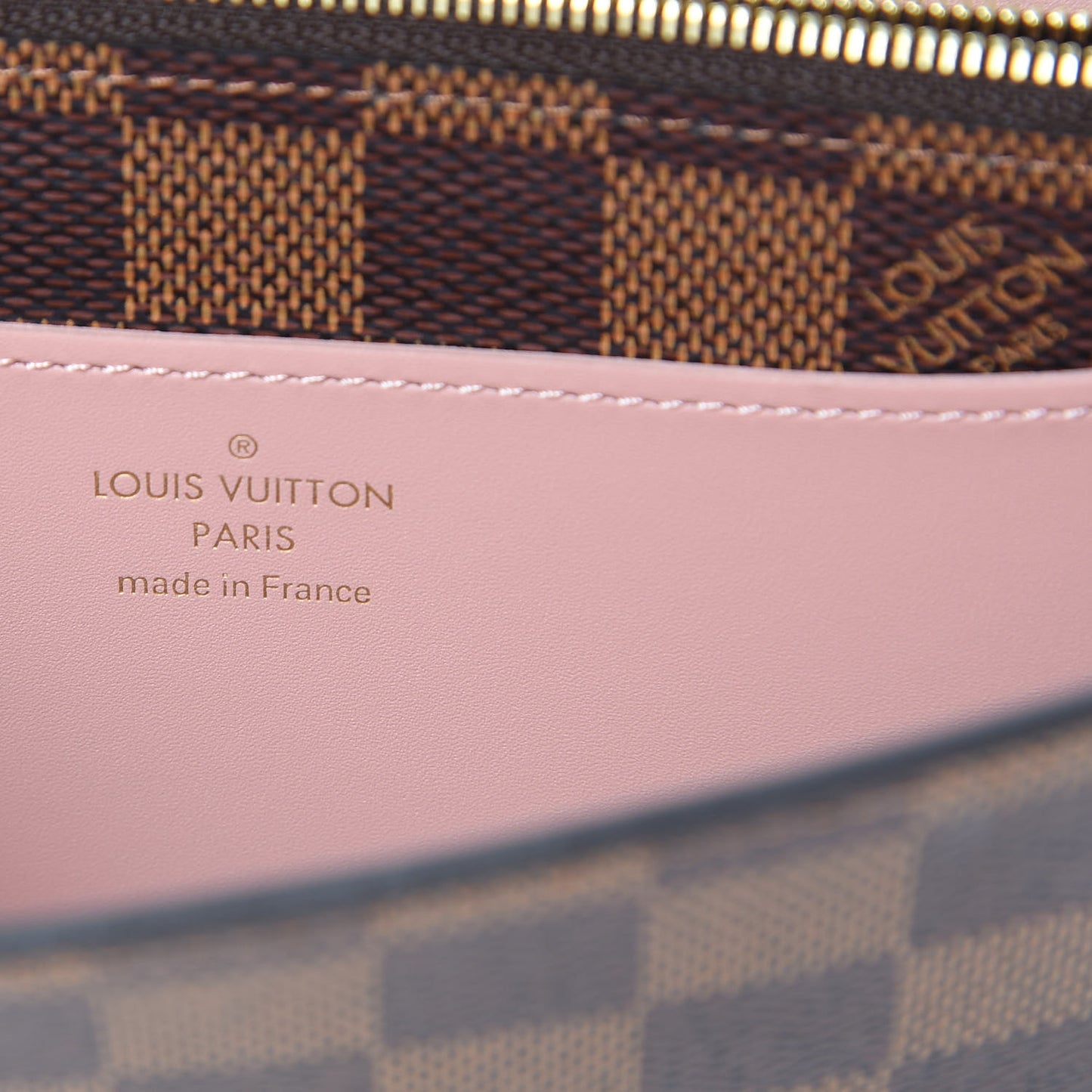 Damier Ebene Croisette Chain Wallet Rose Ballerine