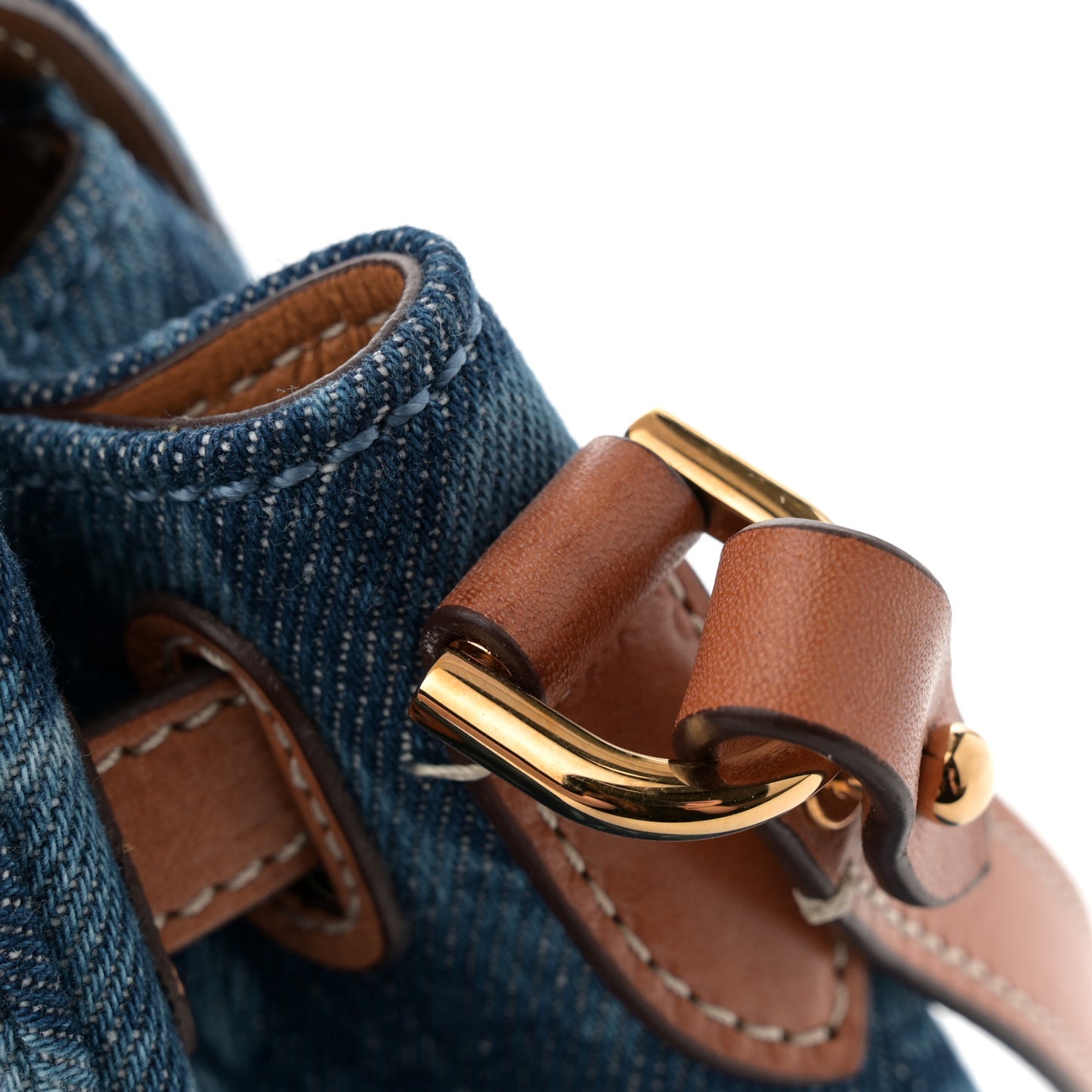 Denim Barocco Small La Medusa Chain Top Handle Handbag Blue Camel