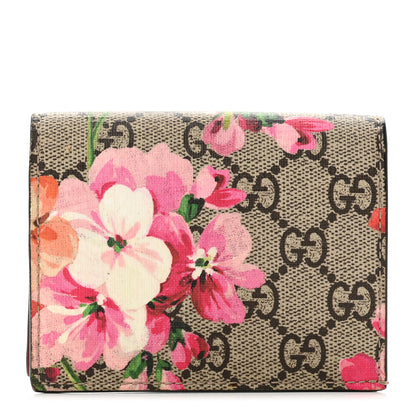 Gucci GG Supreme Monogram Blooms Card Case Wallet Beige Multicolor Dry Rose 1 of 8