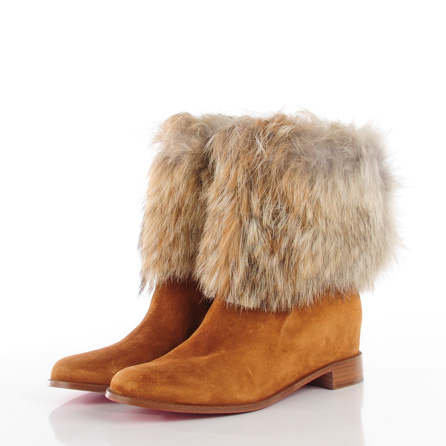 Suede Coyote Fur Mazurka Boots 40.5