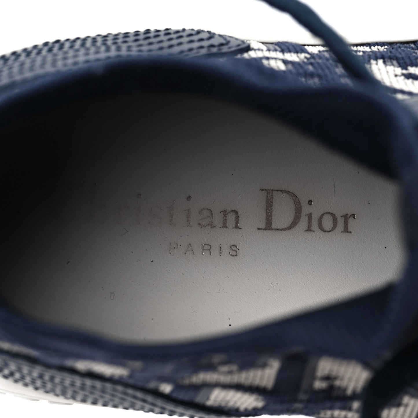 Technical Knit Calfskin Oblique Womens Walk'n Dior Mid Top Sneakers 38 Deep Blue