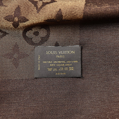 Louis Vuitton Silk Lurex Wool Monogram Shine Shawl Brown 3 of 4