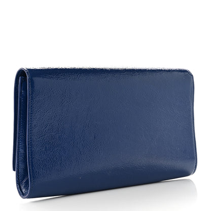 Saint Laurent Textured Patent Calfskin Large Belle De Jour Clutch Royal Blue 4 of 8