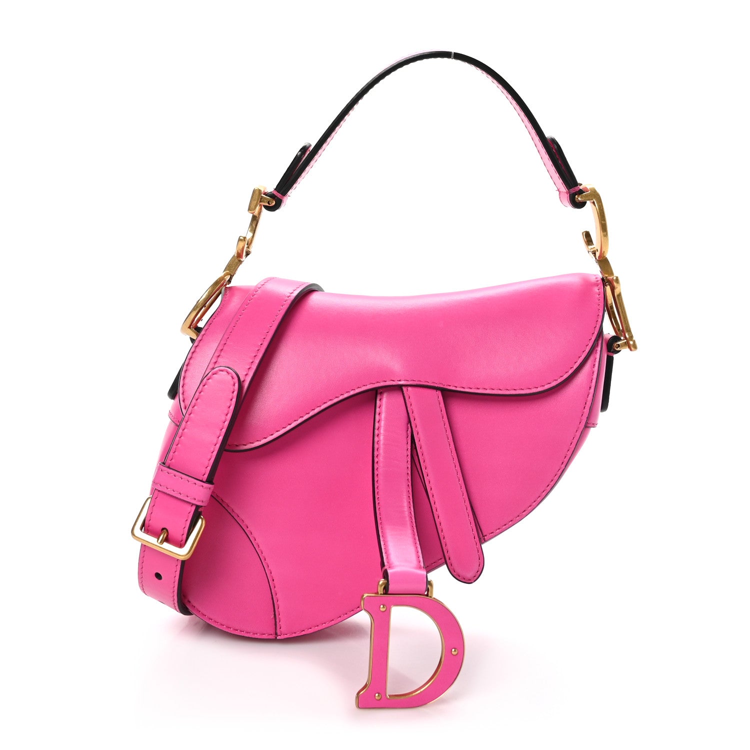 Christian Dior Supple Calfskin Mini Saddle Bag With Strap Passion Pink 1 of 11