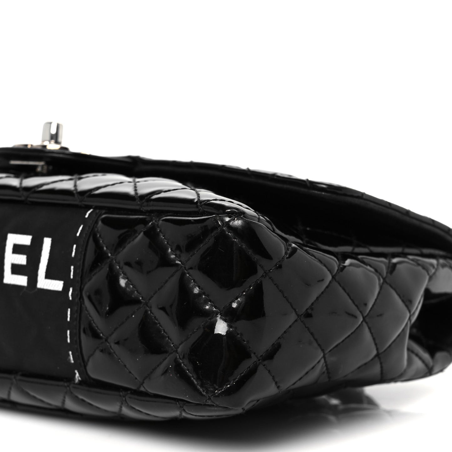 Patent Quilted Secret Label Medium Flap Black
