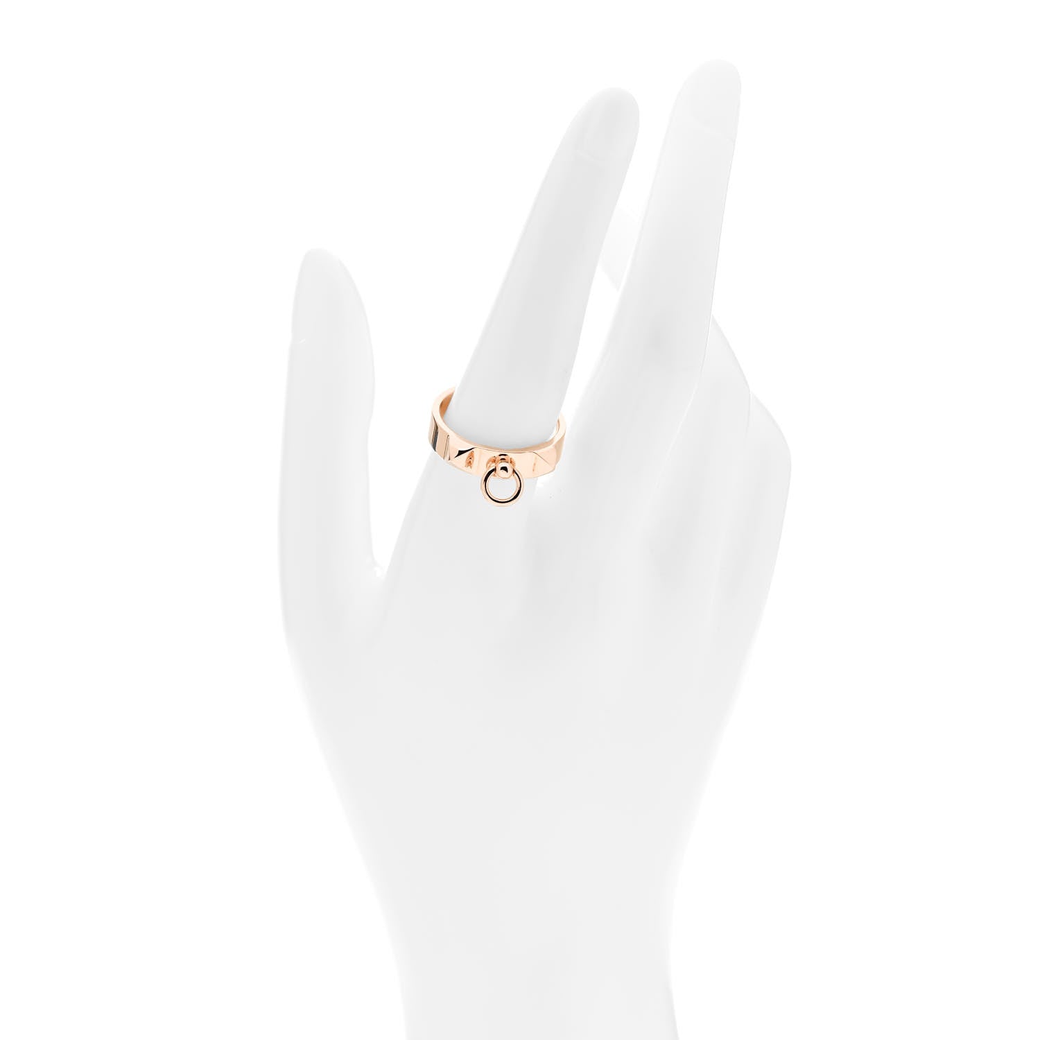 Hermes 18K Rose Gold PM Collier De Chien Ring 58 8.5 2 of 5