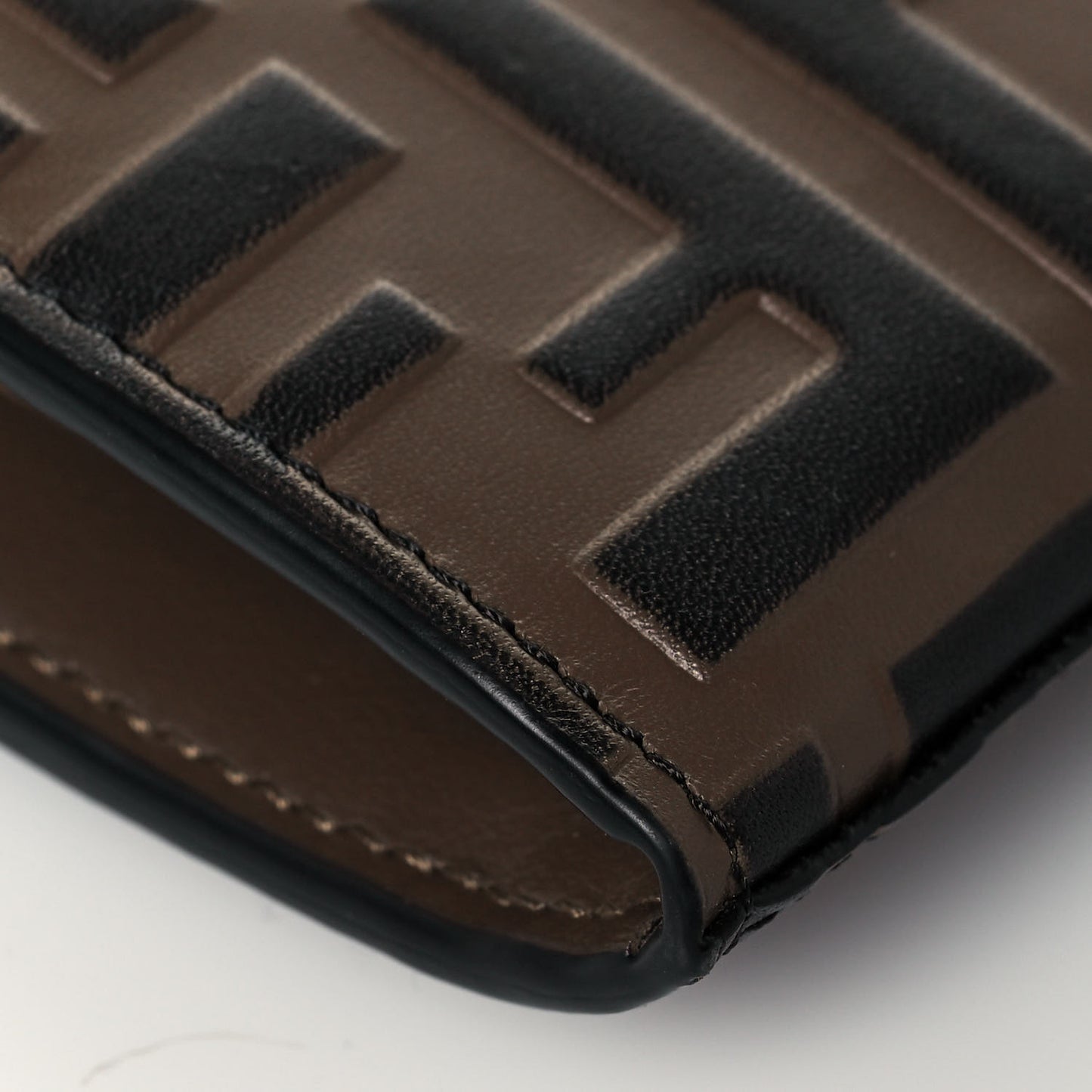 Vitello Soft F is Fendi Bi-Color FF 1974 Embossed Continental Envelope Wallet On Chain Maya Black