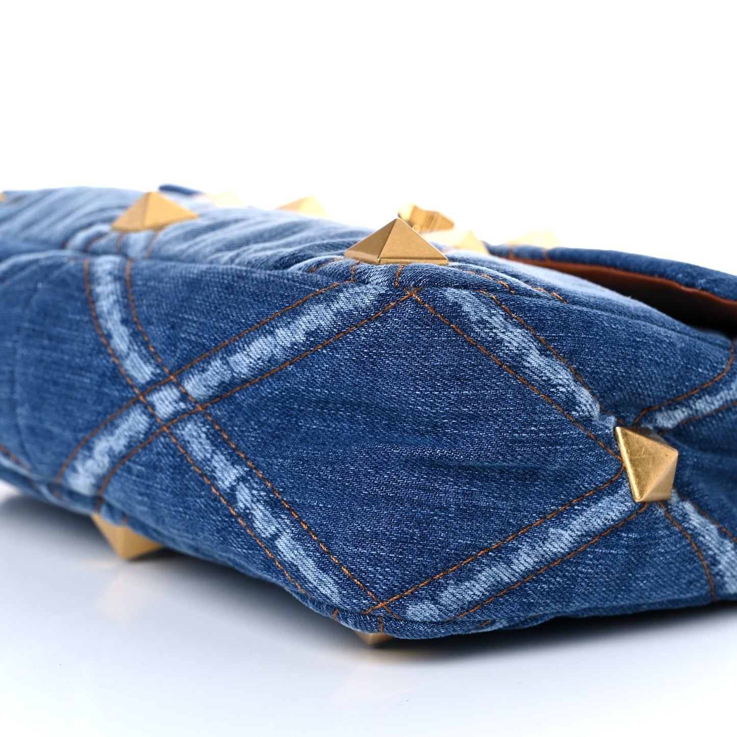 Denim Large Roman Stud Shoulder Bag Light Denim Selleria