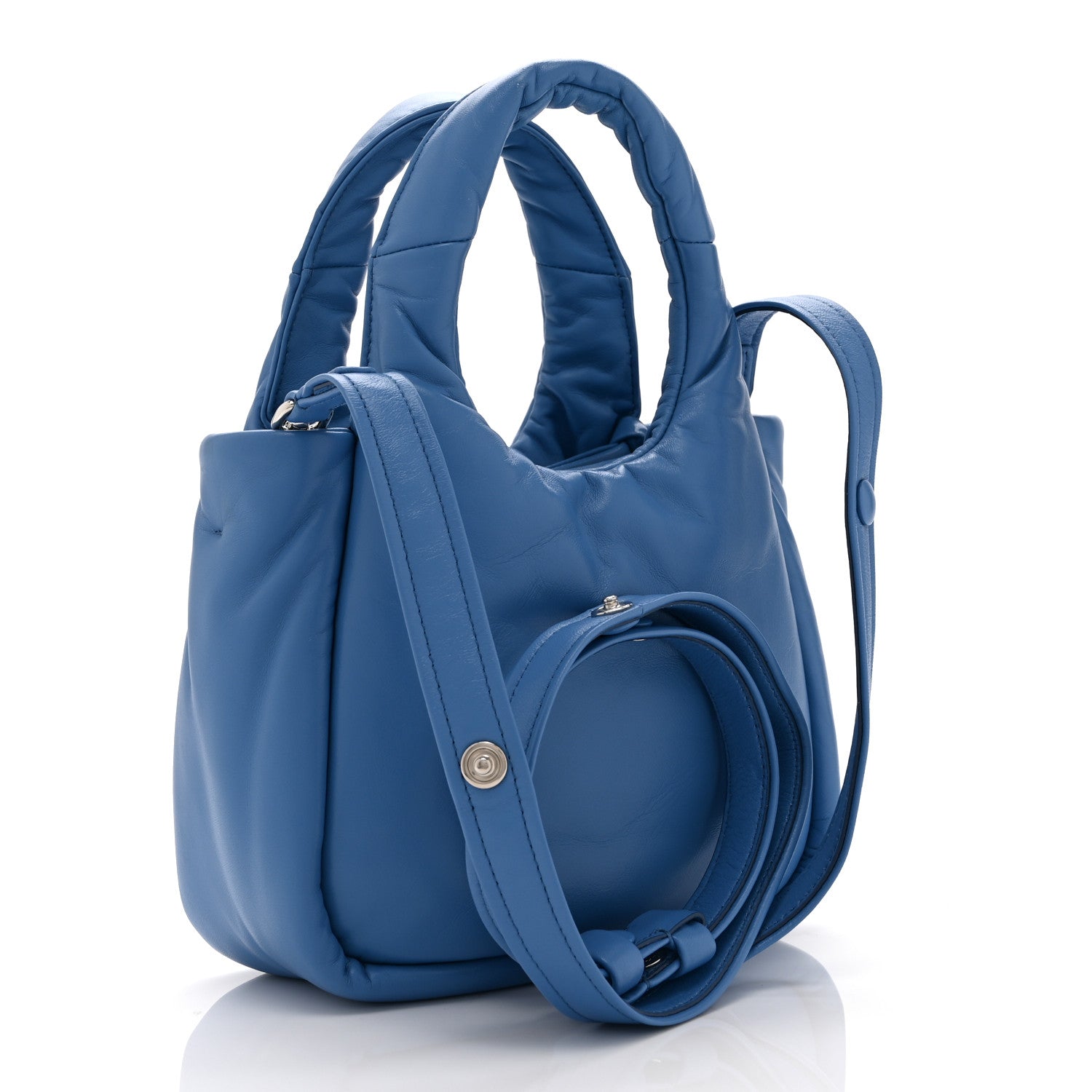 Prada Nappa Soft Padded Small Double Handled Shoulder Bag Celeste 3 of 10