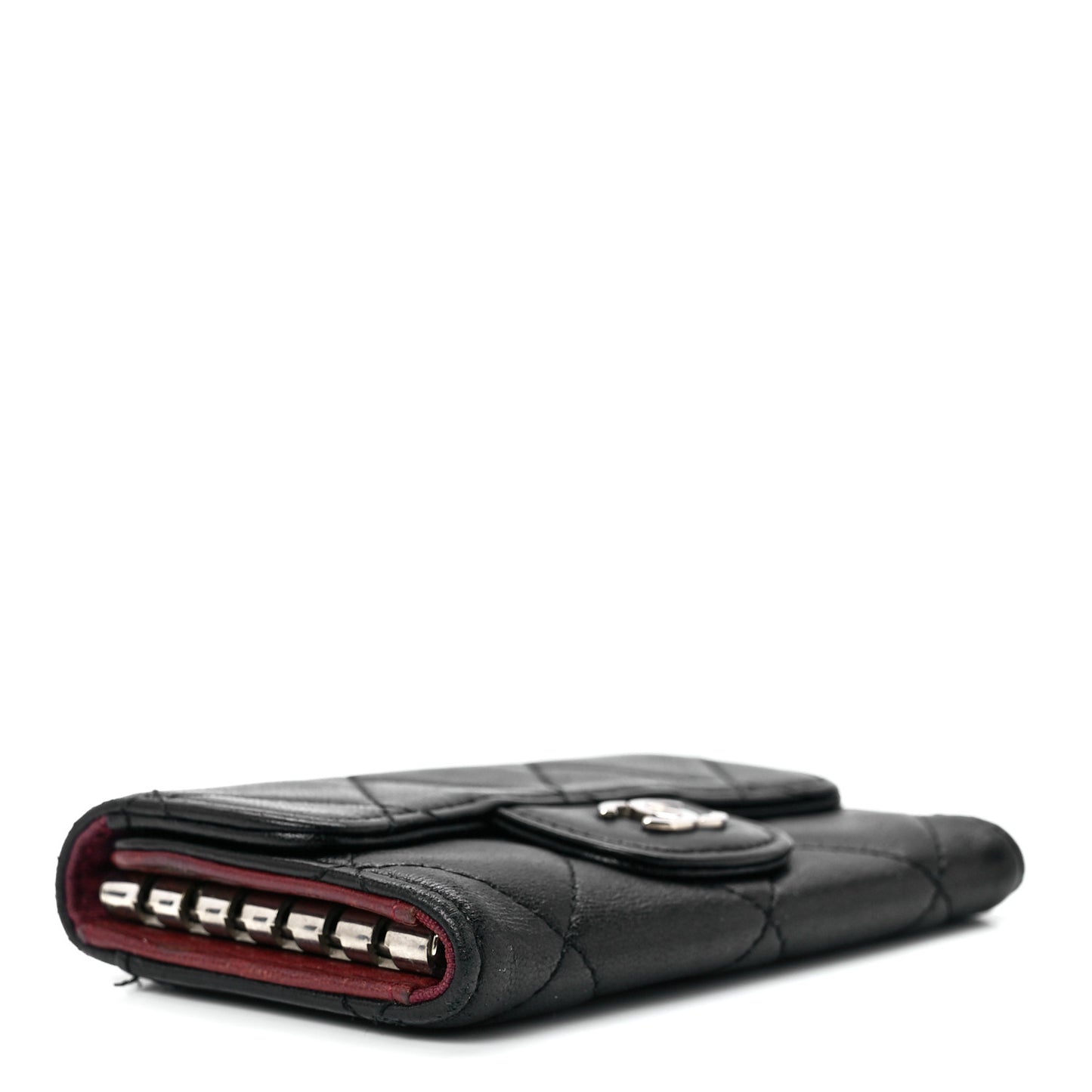 Lambskin Quilted 6 Key Holder Black