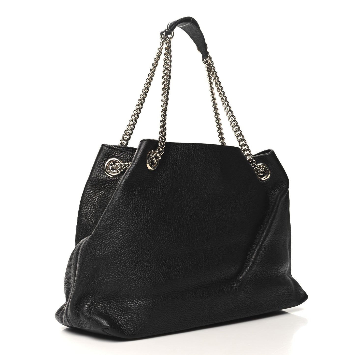 Pebbled Calfskin Medium Soho Chain Shoulder Bag Black