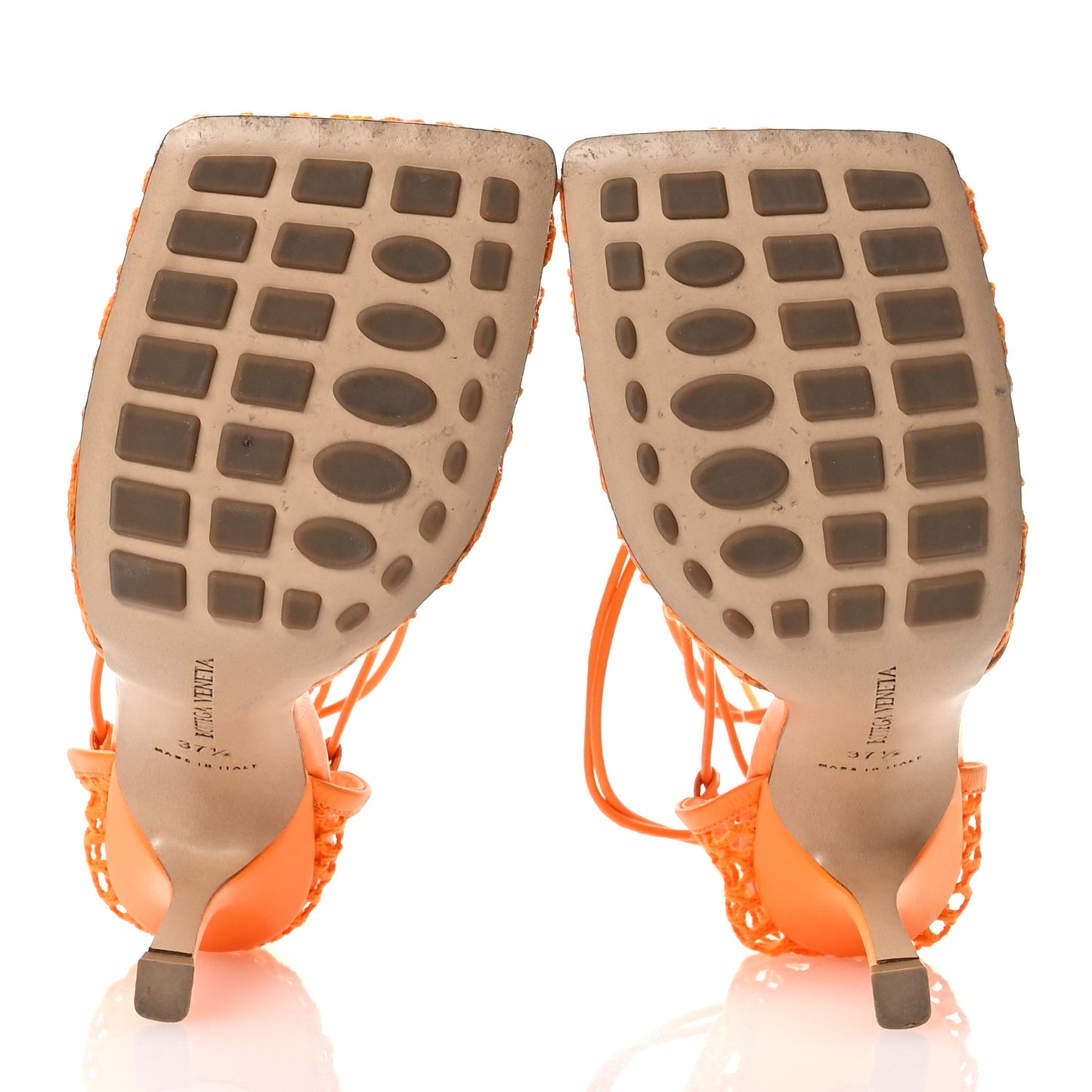 Mesh Nappa Stretch Ankle Tie 90mm Sandals 37.5 Tangerine