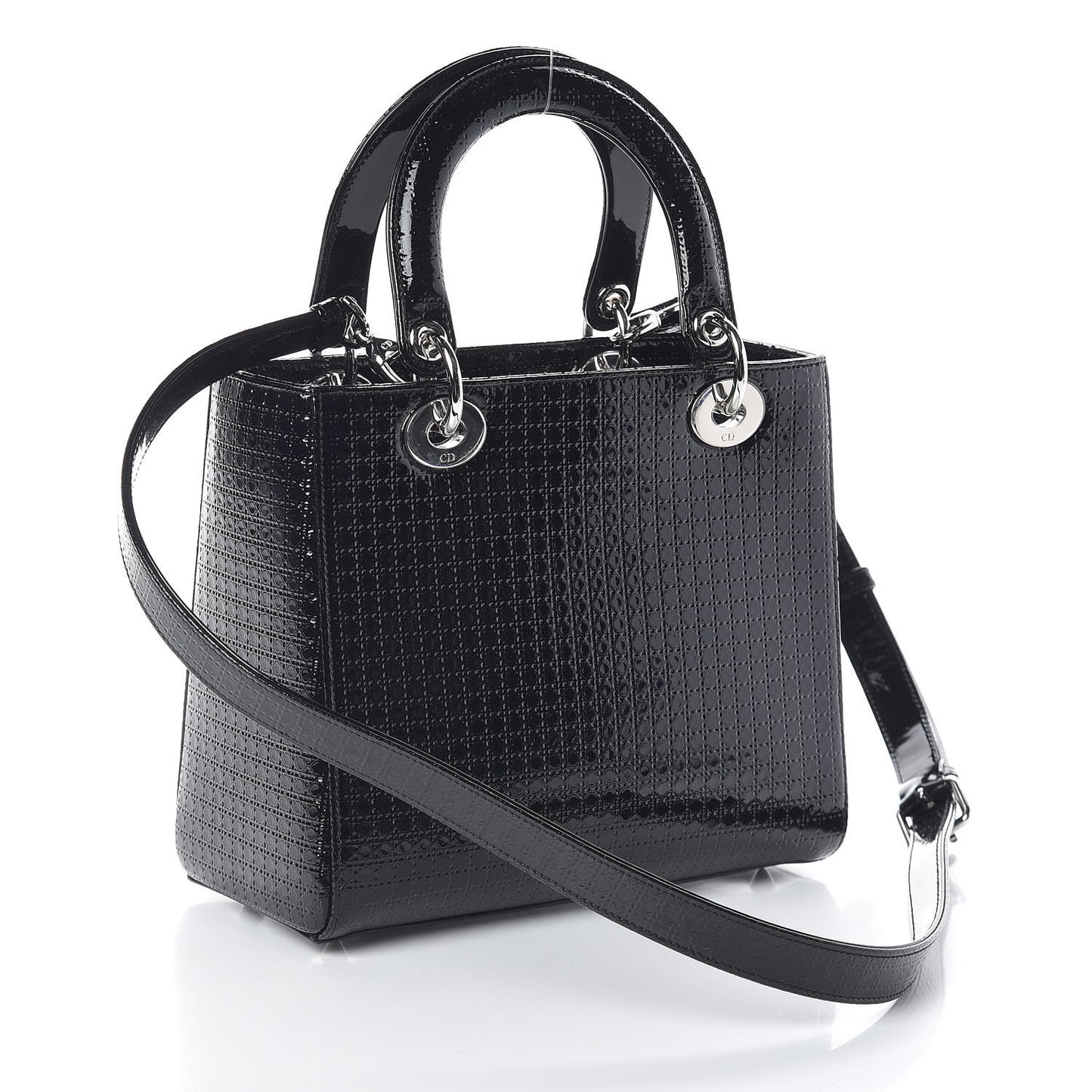 Patent Micro-Cannage Medium Lady Dior Black