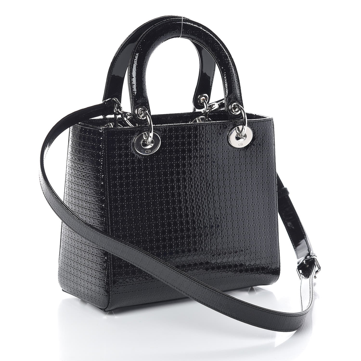 Christian Dior Patent Micro-Cannage Medium Lady Dior Black 3 of 9